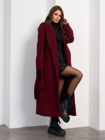 Пальто ISSA Plus модель 15473_темно-бордовый Фото