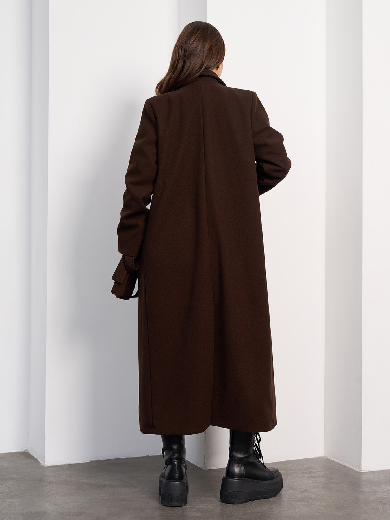 Пальто ISSA Plus модель 15473_темно-коричневый Фото