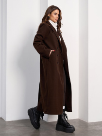 Пальто ISSA Plus модель 15473_темно-коричневый Фото