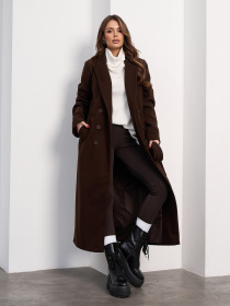 Пальто ISSA Plus модель 15473_темно-коричневый Фото