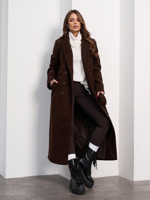 Пальто ISSA Plus модель 15473_темно-коричневый Фото