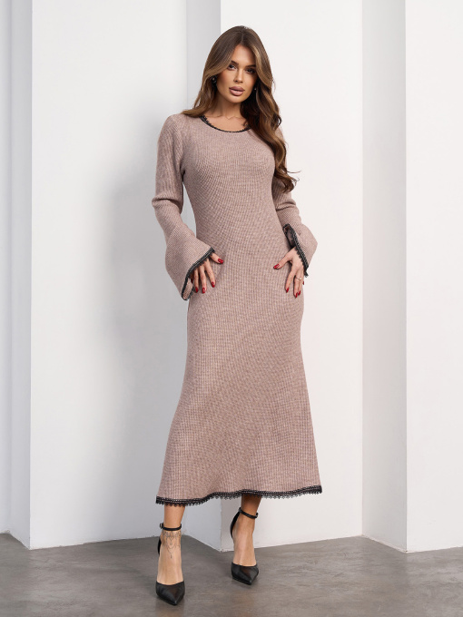 Платье миди ISSA Plus модель 15482_бежевый Фото