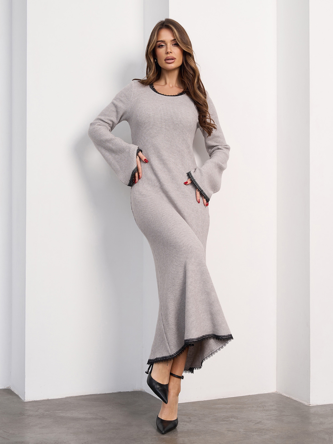 Сукня міді ISSA Plus модель 15482_серый Фото