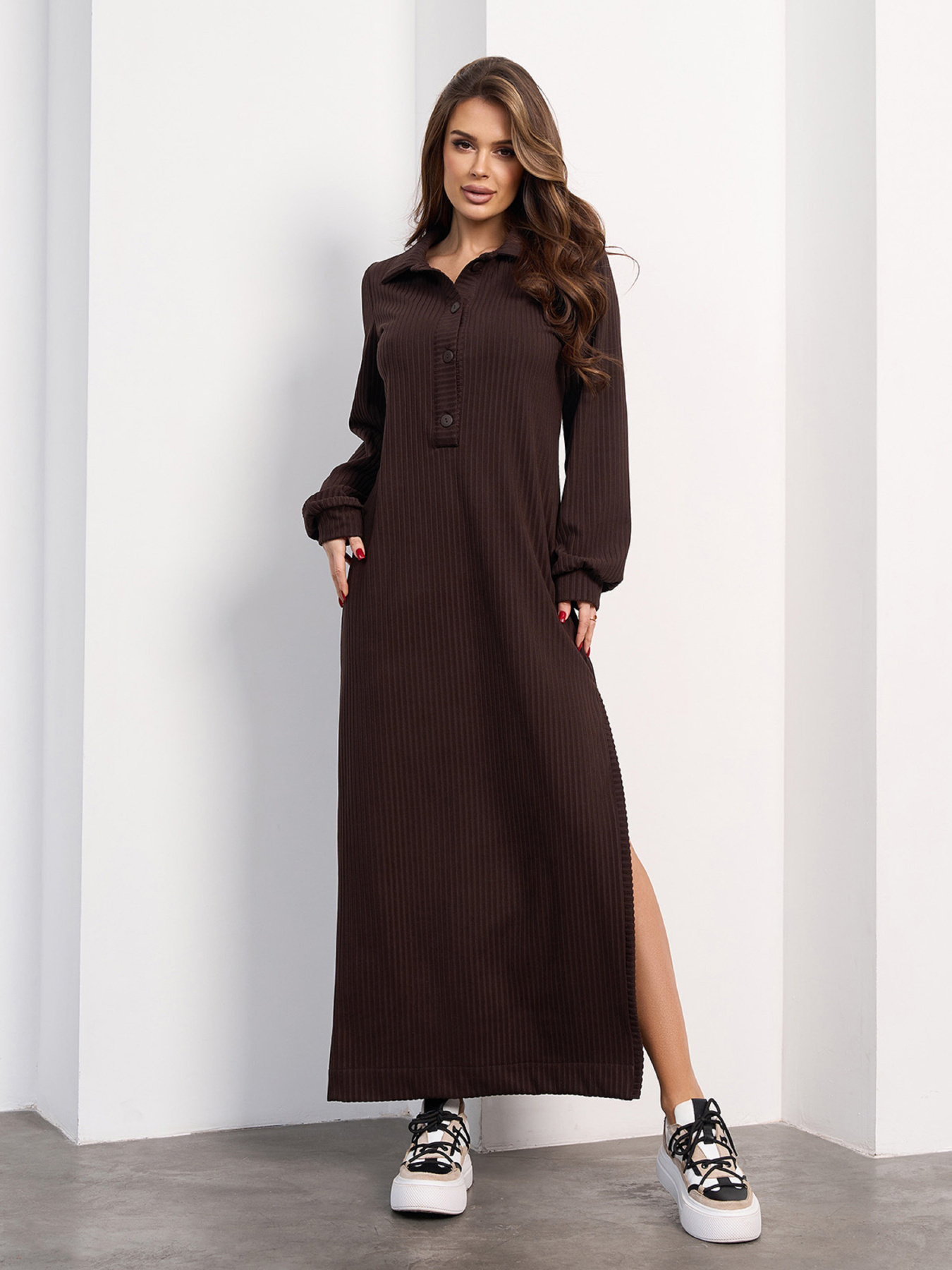 Платье макси ISSA Plus модель 15484_темно-коричневый Фото