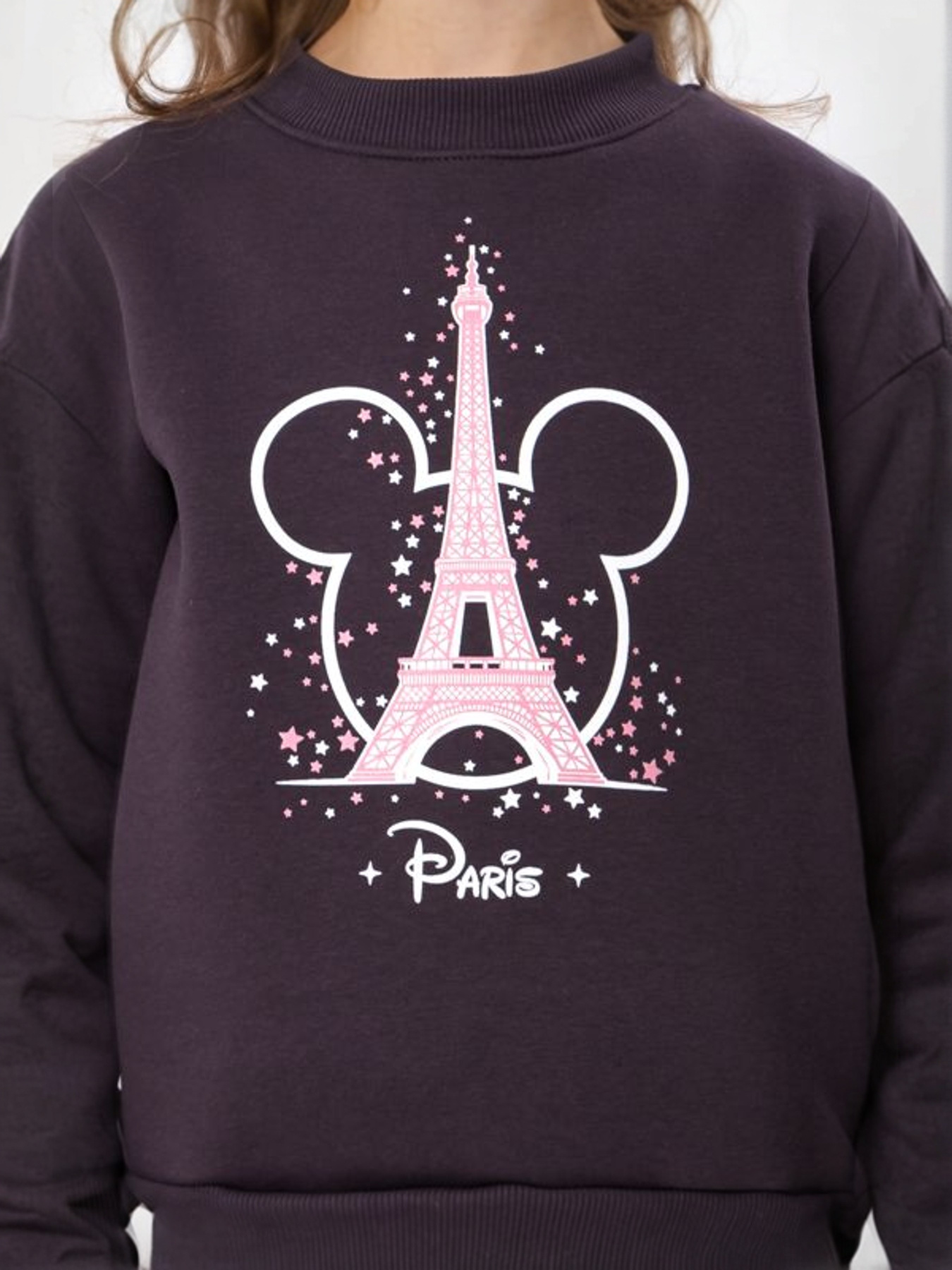 Теплий костюм для дівчинки з принтом Paris (світшот та штани), Графітовий Носи Своє (6063-025-33-5-1) модель 6063-025-33-5-1-nzhir Фото