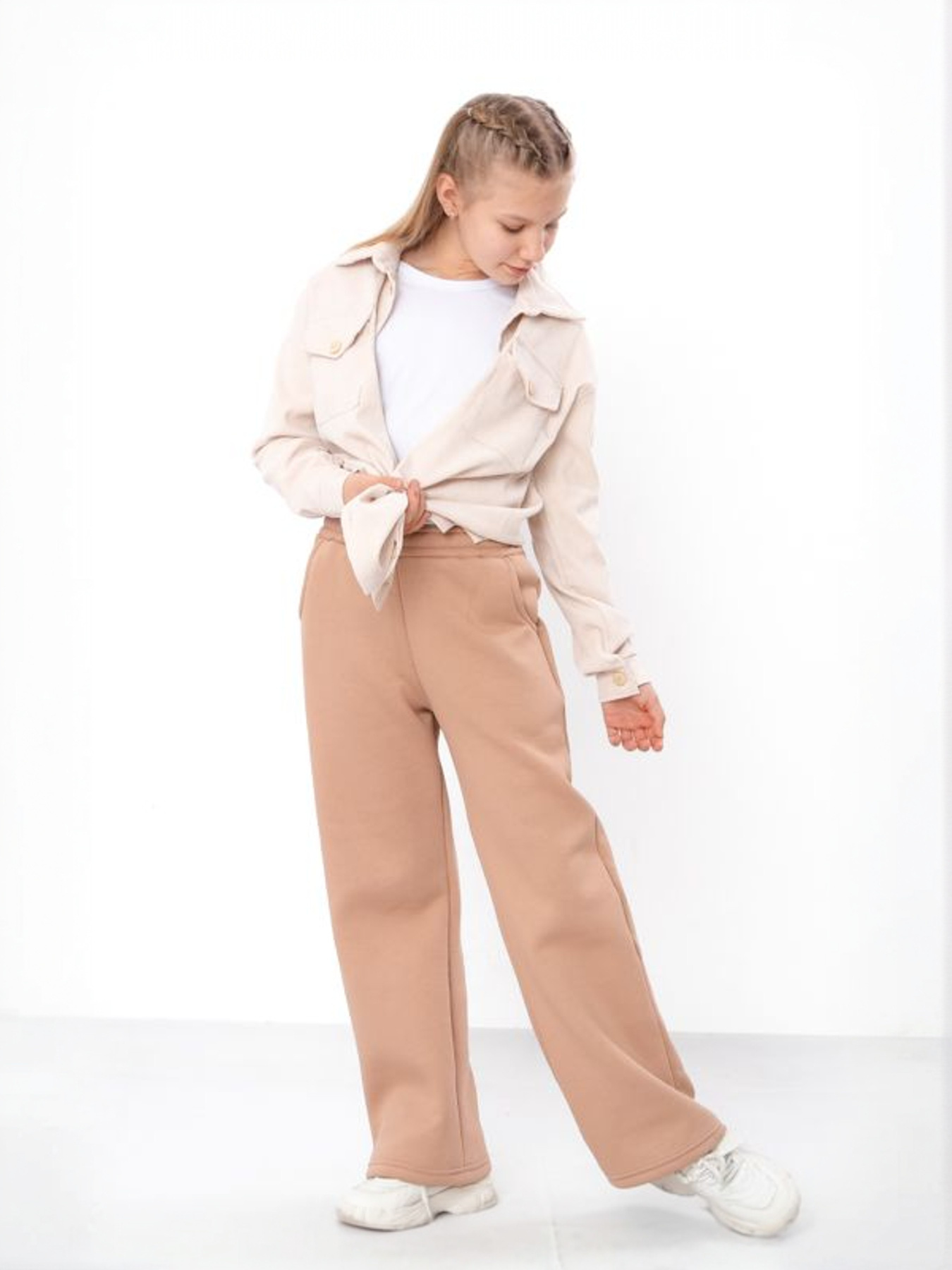 Теплі штани-палаццо для дівчинки (підліткові) однотонні, Капучино Носи Своє (6437-025-2) модель 6437-025-2-svtla-kava Фото