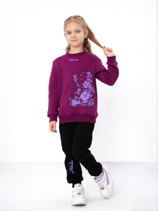 Теплий костюм з малюнком для дівчинки зі світшотом та штанами, Фуксія Носи Своє (6063-025-33-5) модель 6063-025-33-5-fuksq-chornij Фото