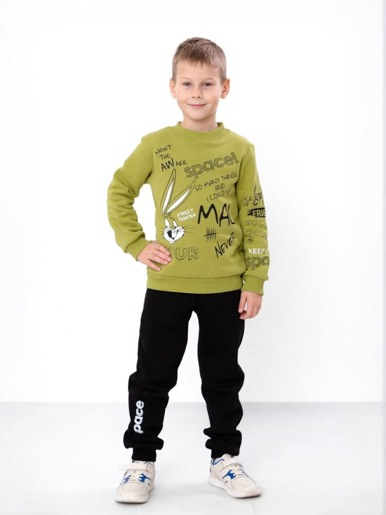 Теплий костюм для хлопчика зі світшотом та штанами, Оливковий Носи Своє (6063-025-33-4) модель 6063-025-33-4-olivka-chornij Фото