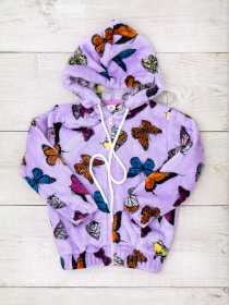 Махрова толстовка для дівчинки прямого крою на блискавці, Бузковий Носи Своє (6071-035-5) модель 6071-035-5-meteliki-na-buzkovomu Фото