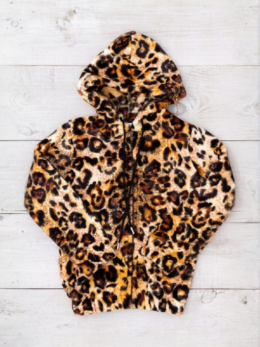 Махрова толстовка для дівчинки прямого крою на блискавці, Леопардовий принт Носи Своє (6071-035-5) модель 6071-035-5-leopard-korichnevij Фото