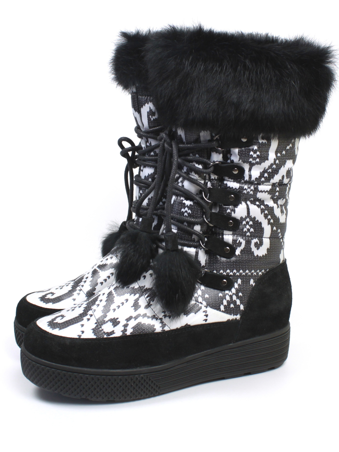 Женские зимние дутики с ярким принтованным дизайном модель C818-521-1BMF Фото