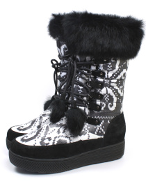 Женские зимние дутики с ярким принтованным дизайном модель C818-521-1BMF Фото