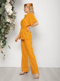 Повседневный костюм ISSA Plus модель 12590_mustard Фото