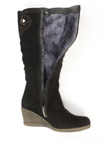 Зимние замшевые сапоги на натуральном меху модель GL8205-51-W-black Фото