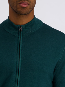 Чоловічий смарагдовий вовняний кардиган на блискавці модель C5 50709.5037.5228 Фото
