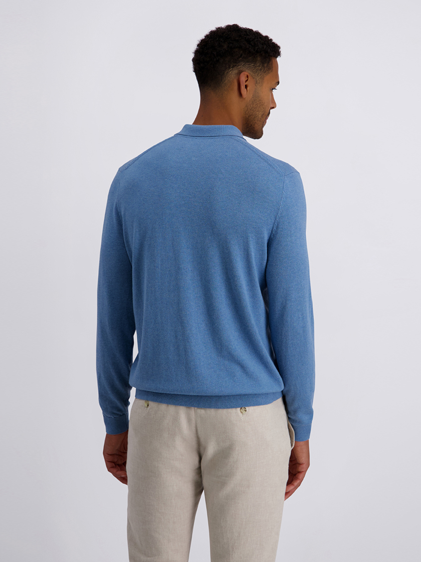 Чоловіче блакитне поло на довгий рукав модель C5 51794.5137.6236 Фото