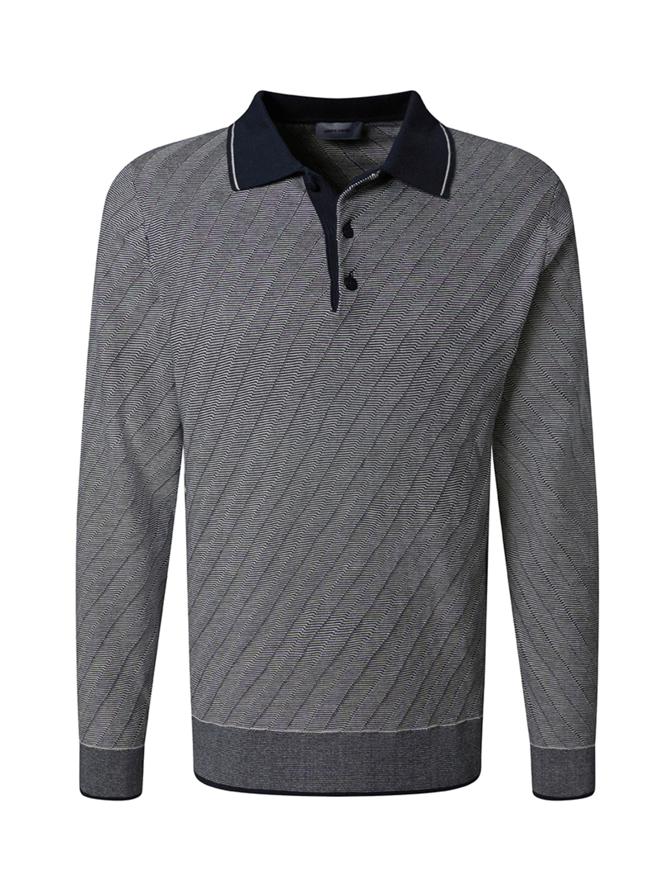 Мужское серое комбинированое поло на длинный рукав с узором модель C5 51854.5142.6325 Фото
