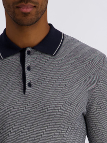 Мужское серое комбинированое поло на длинный рукав с узором модель C5 51854.5142.6325 Фото