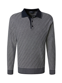 Мужское серое комбинированое поло на длинный рукав с узором модель C5 51854.5142.6325 Фото