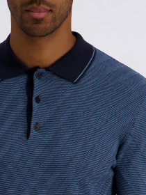 Чоловіче синє комбіноване поло на довгий рукав з візерунком модель C5 51854.5142.6236 Фото