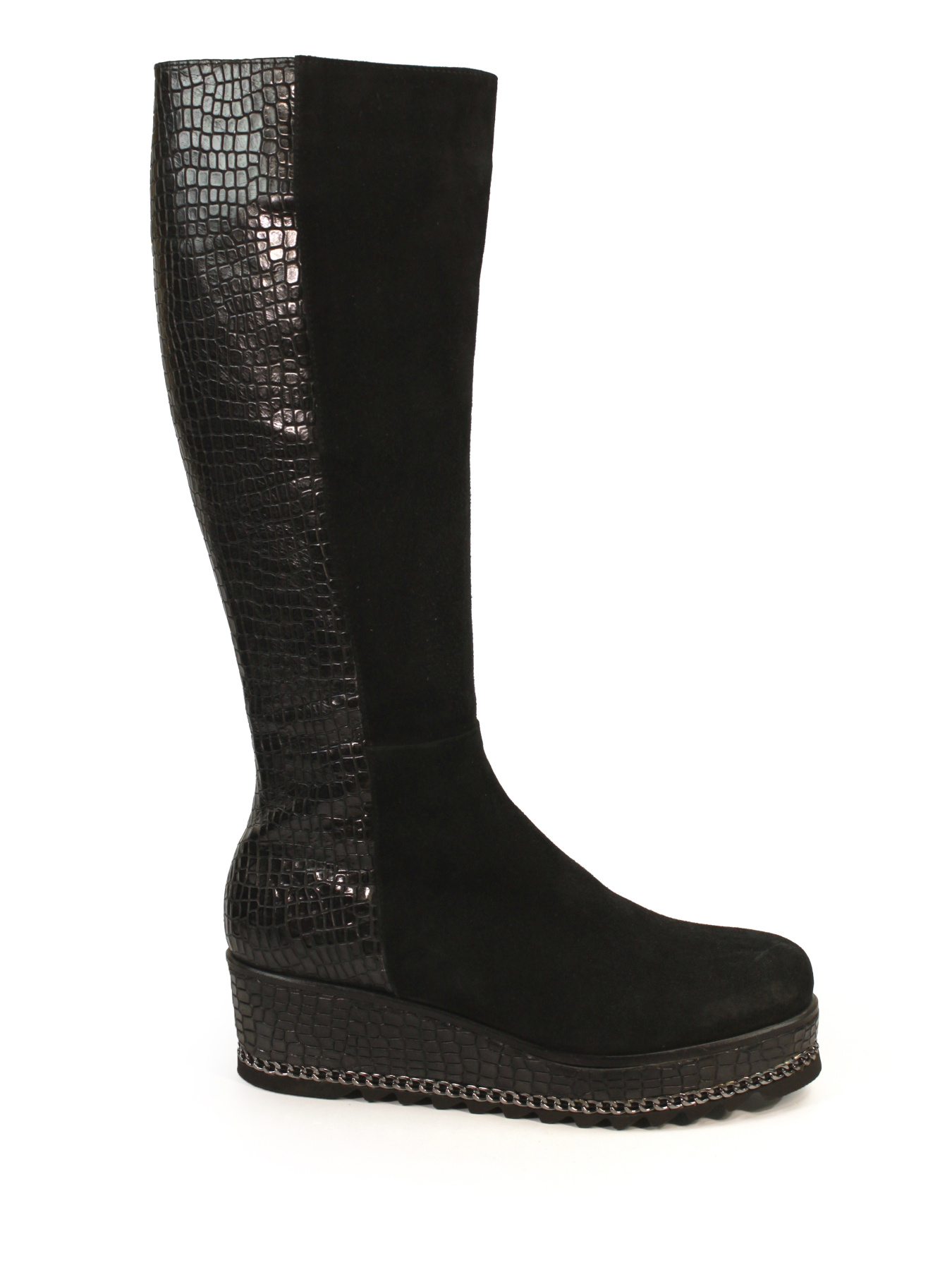 Зимние сапоги из натуральной замши и кожи модель 1066-YKblack Фото