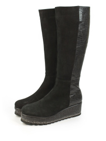 Зимние сапоги из натуральной замши и кожи модель 1066-YKblack Фото