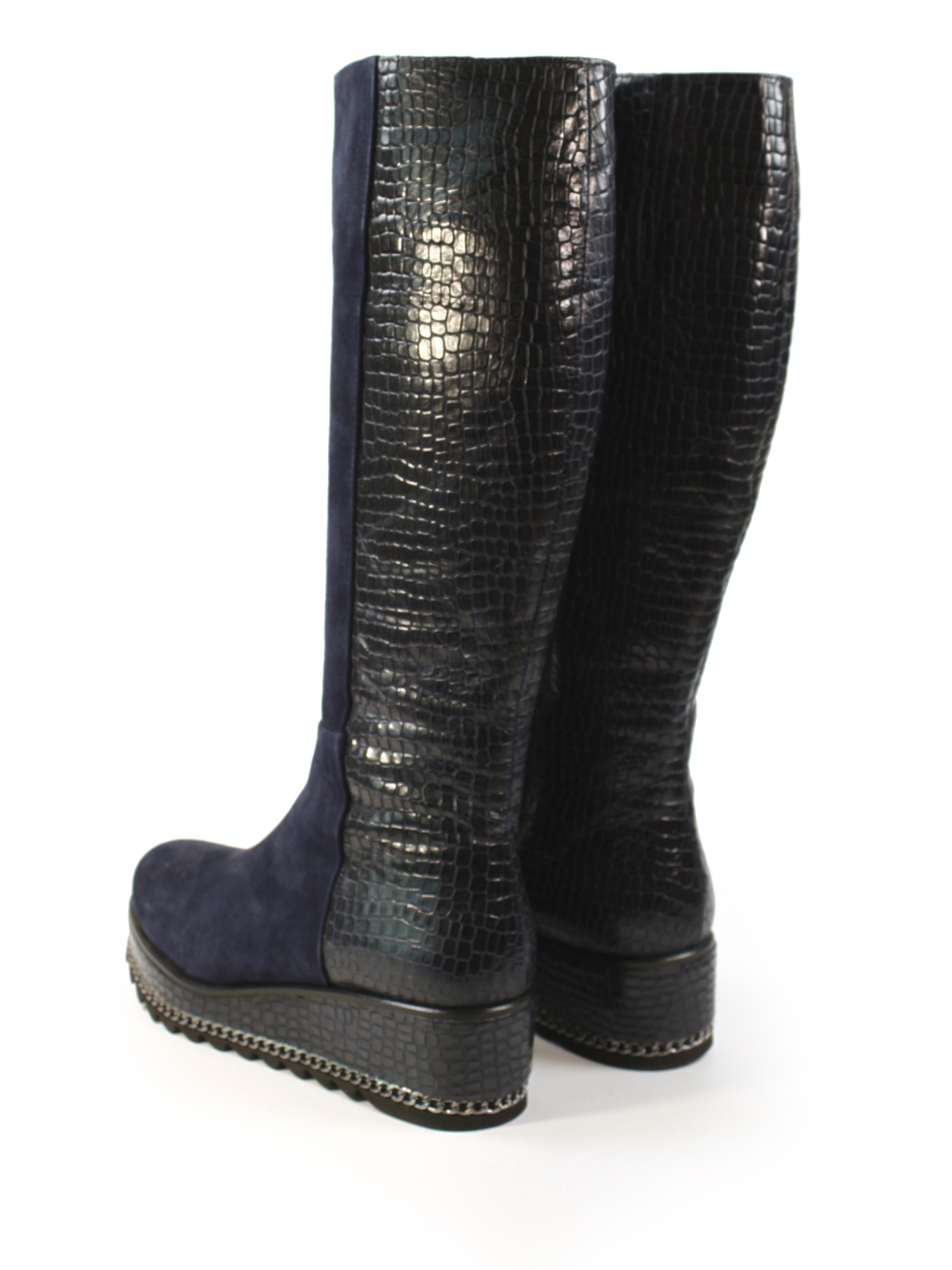 Зимние сапоги из натуральной замши и кожи модель 1066-YKblue Фото