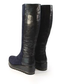 Зимние сапоги из натуральной замши и кожи модель 1066-YKblue Фото