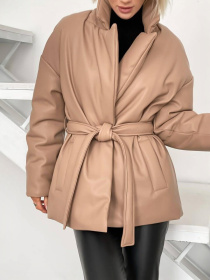 Жіноча куртка-жакет з екошкіри, Бежевий Milirud (mil513) модель mil513-bezhevij Фото