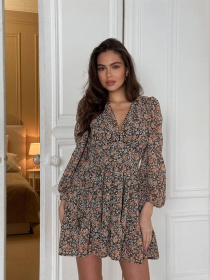 Жіноча сукня VIOLA в дрібні квіти з пишною спідницею, Оливковий Milirud (mil394) модель mil394-olivkovij Фото