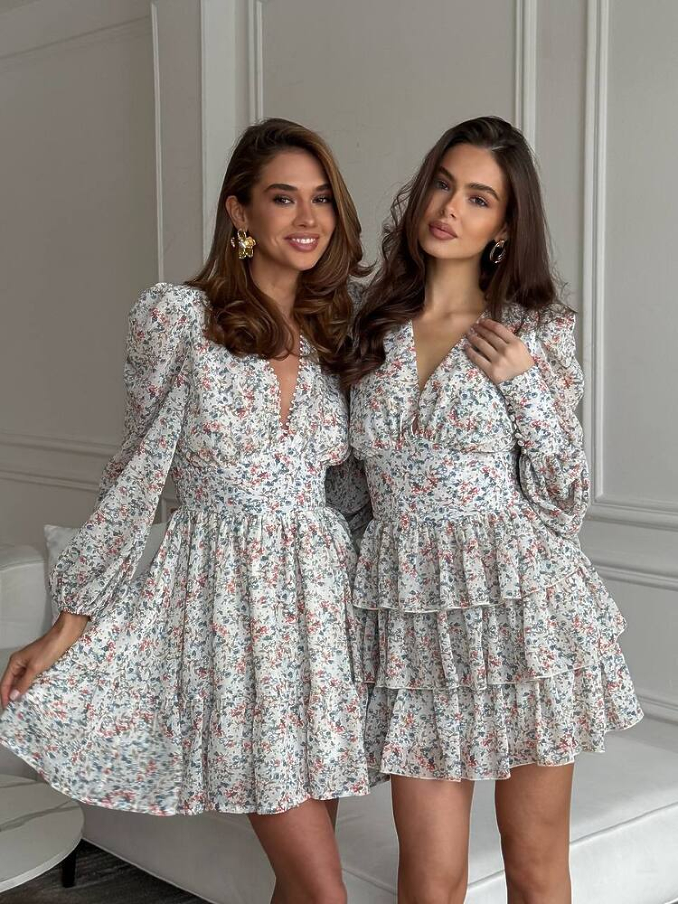 Жіноча сукня VIOLA в дрібні квіти з пишною спідницею, Молочний Milirud (mil394) модель mil394-blij Фото