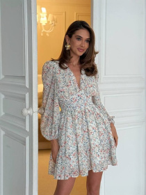 Жіноча сукня VIOLA в дрібні квіти з пишною спідницею, Молочний Milirud (mil394) модель mil394-blij Фото