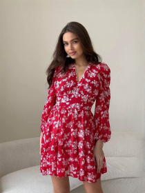 Жіноча сукня VIOLA в дрібні квіти з пишною спідницею, Червоний Milirud (mil394) модель mil394-chervonij Фото