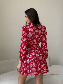 Жіноча сукня VIOLA в дрібні квіти з пишною спідницею, Червоний Milirud (mil394) модель mil394-chervonij Фото