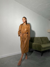 Жіночий гірчичний тренч з екошкіри CHICAGO, Гірчиця Milirud (mil485) модель mil485-grchicq Фото