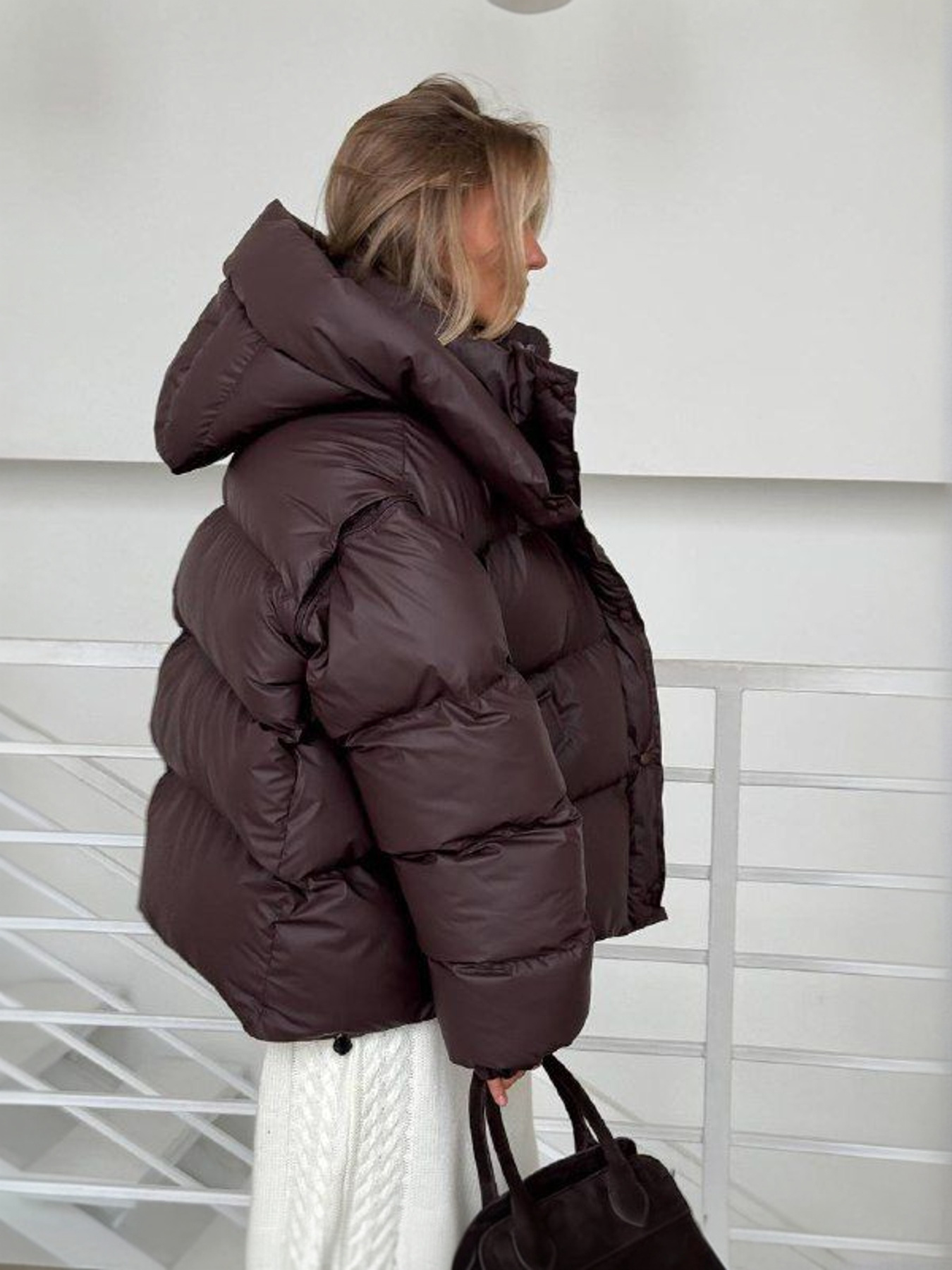 Жіноча зимова куртка TRANSFORMER з капюшоном, Шоколадний Milirud (mil488) модель mil488-shokolad-rejns Фото