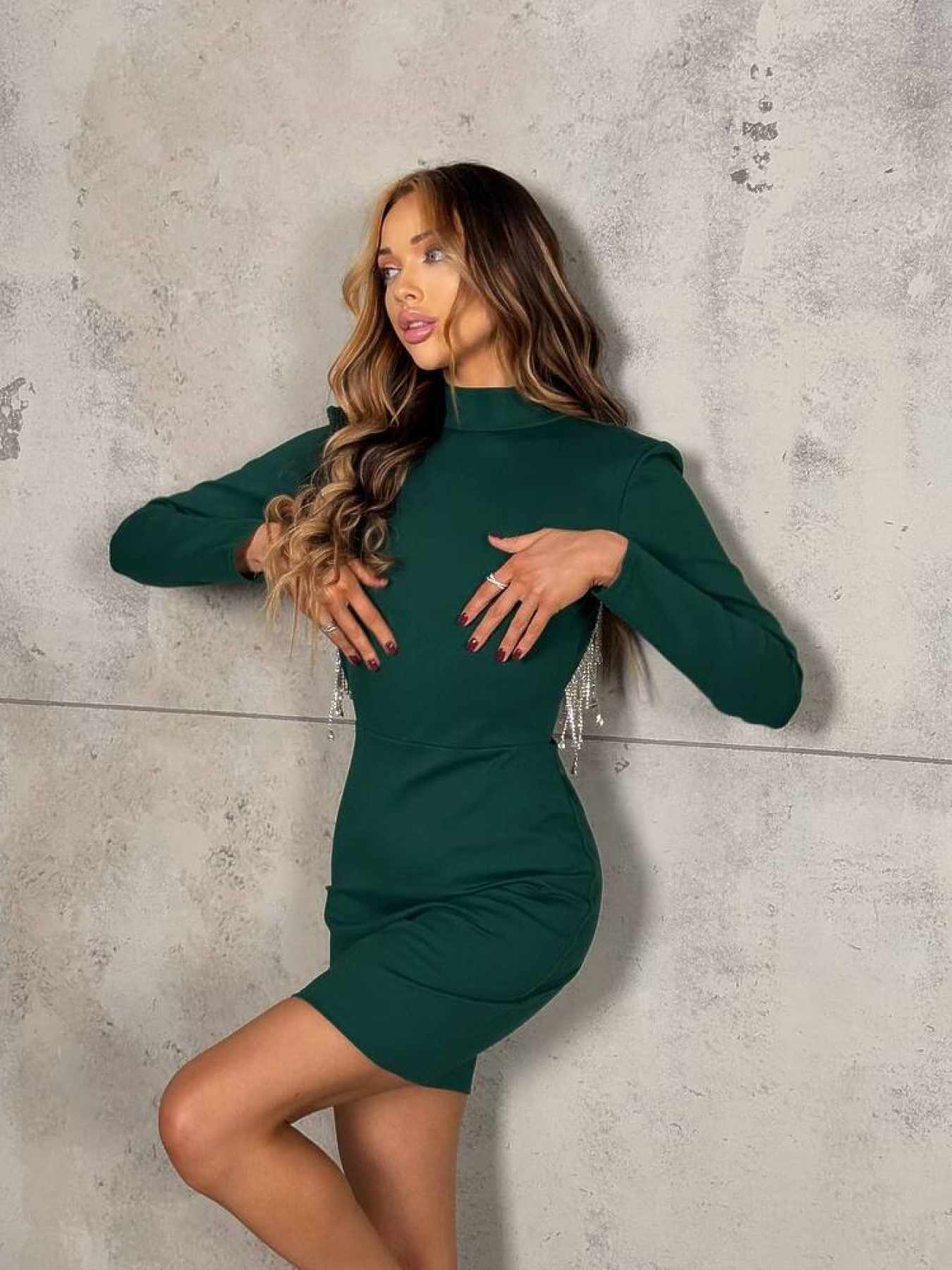 Жіноча трикотажна сукня ANGEL MINI з бахромою, Смарагдовий​ Milirud (mil543) модель mil543-smaragdovij Фото