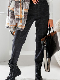 Жіночі теплі брюки з вовни в клітинку, Сірий LadyLike (ll171165558) модель ll171165558-srij Фото