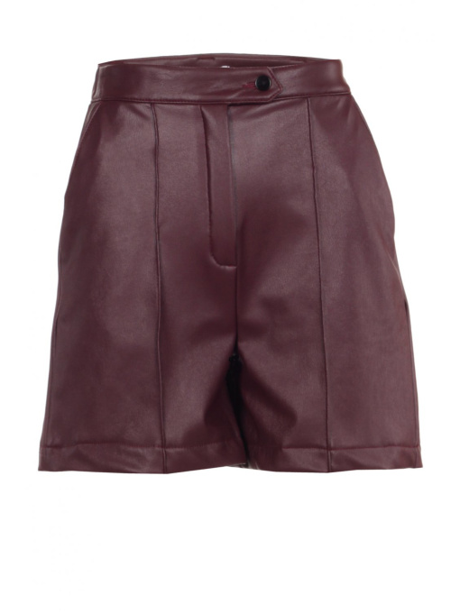 Жіночі бордові шорти з екошкіри, Бордовий LadyLike (ll237180058) модель ll237180058-bordovj Фото