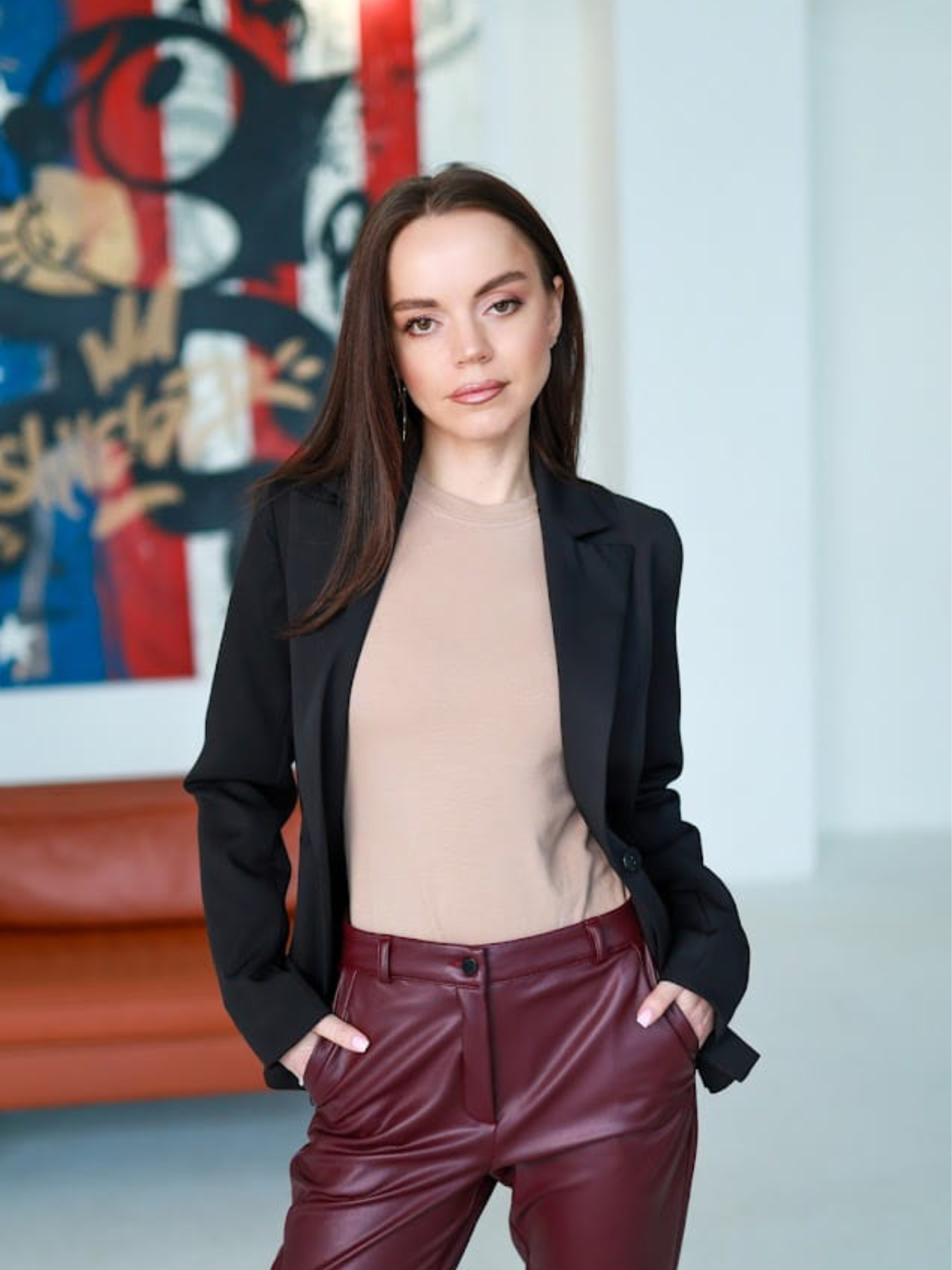 Жіночі брюки з утепленої екошкіри, Бордовий LadyLike (ll171180059) модель ll171180059-bordovj Фото