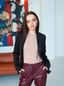 Жіночі брюки з утепленої екошкіри, Бордовий LadyLike (ll171180059) модель ll171180059-bordovj Фото