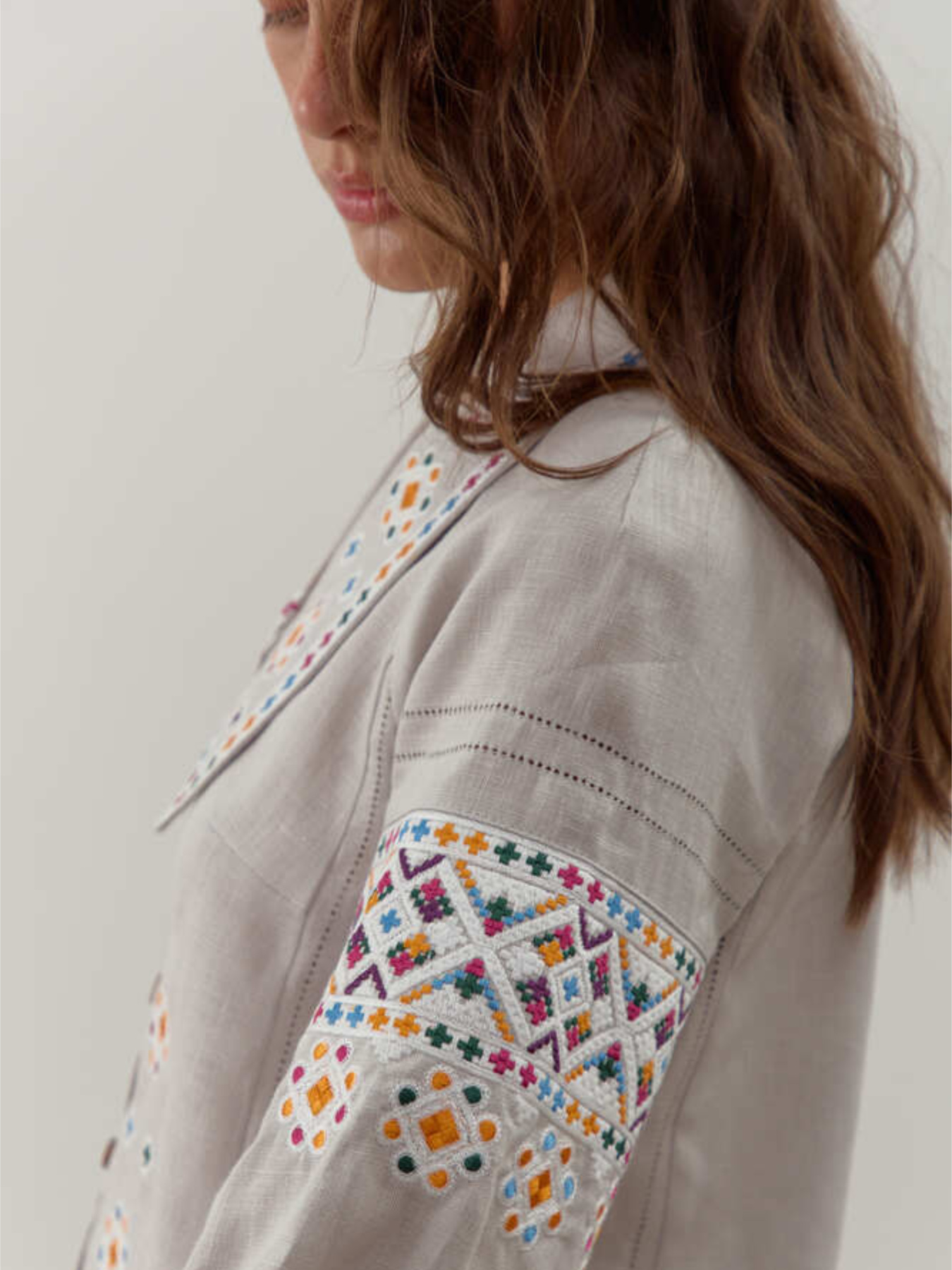 Жіноча лляна вишиванка Подільська Світла, Сірий Folk Moda (fm3046) модель fm3046-srij Фото