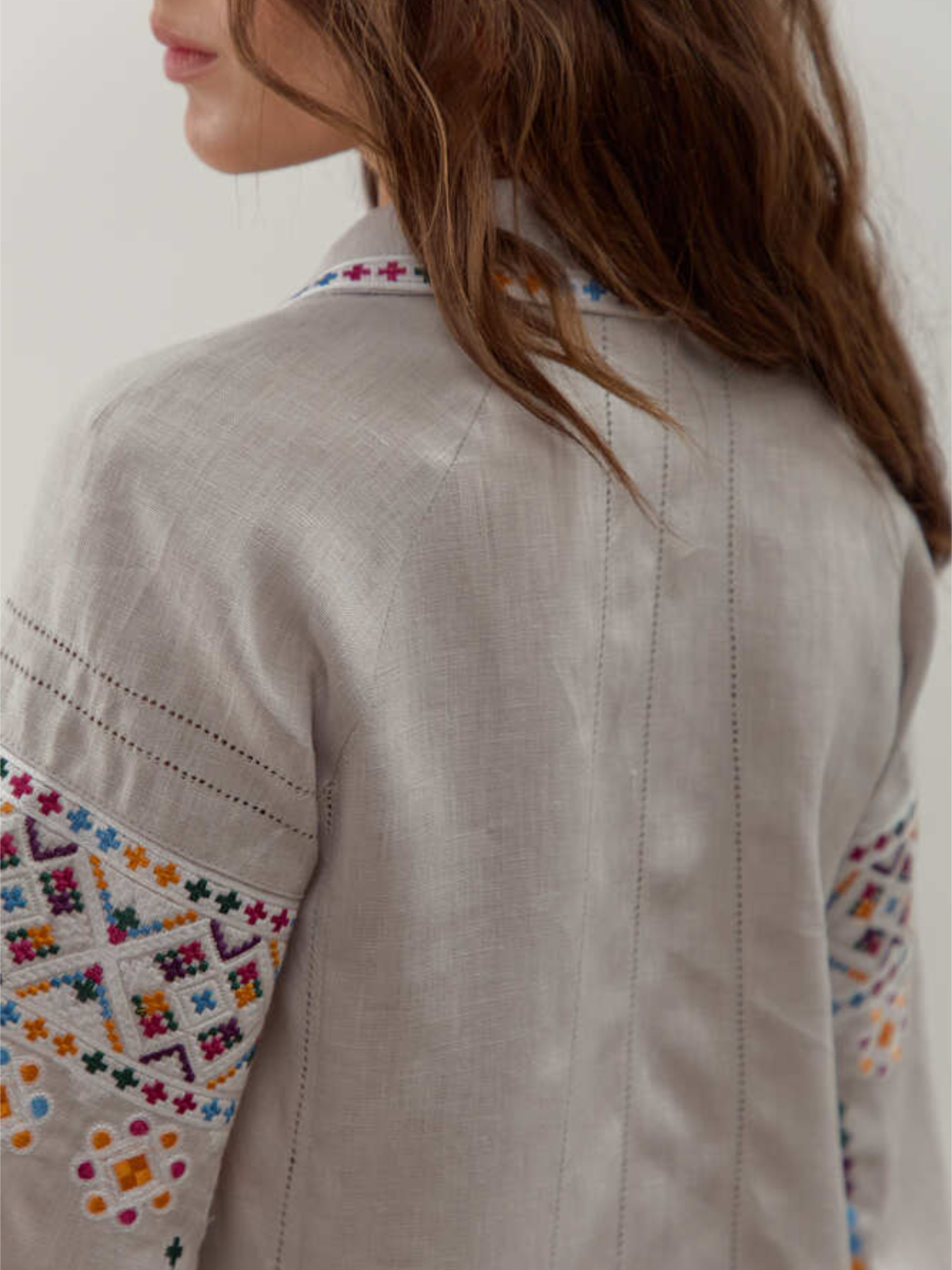 Жіноча лляна вишиванка Подільська Світла, Сірий Folk Moda (fm3046) модель fm3046-srij Фото