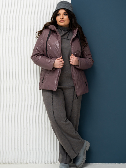 Жіноча куртка Софія з капюшоном та кишенями, Пудровий All Posa (ap101356p) модель ap101356p-dimchasta-troqnda Фото