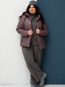 Жіноча куртка Софія з капюшоном та кишенями, Пудровий All Posa (ap101356p) модель ap101356p-dimchasta-troqnda Фото