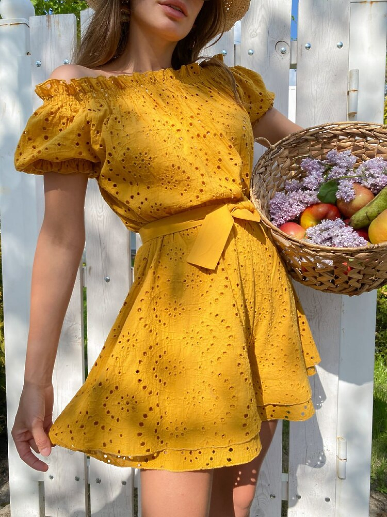 Жіночий літній комбінезон Ajur із прошви, Гірчичний​ Milirud (mil382) модель mil382-grchicq Фото