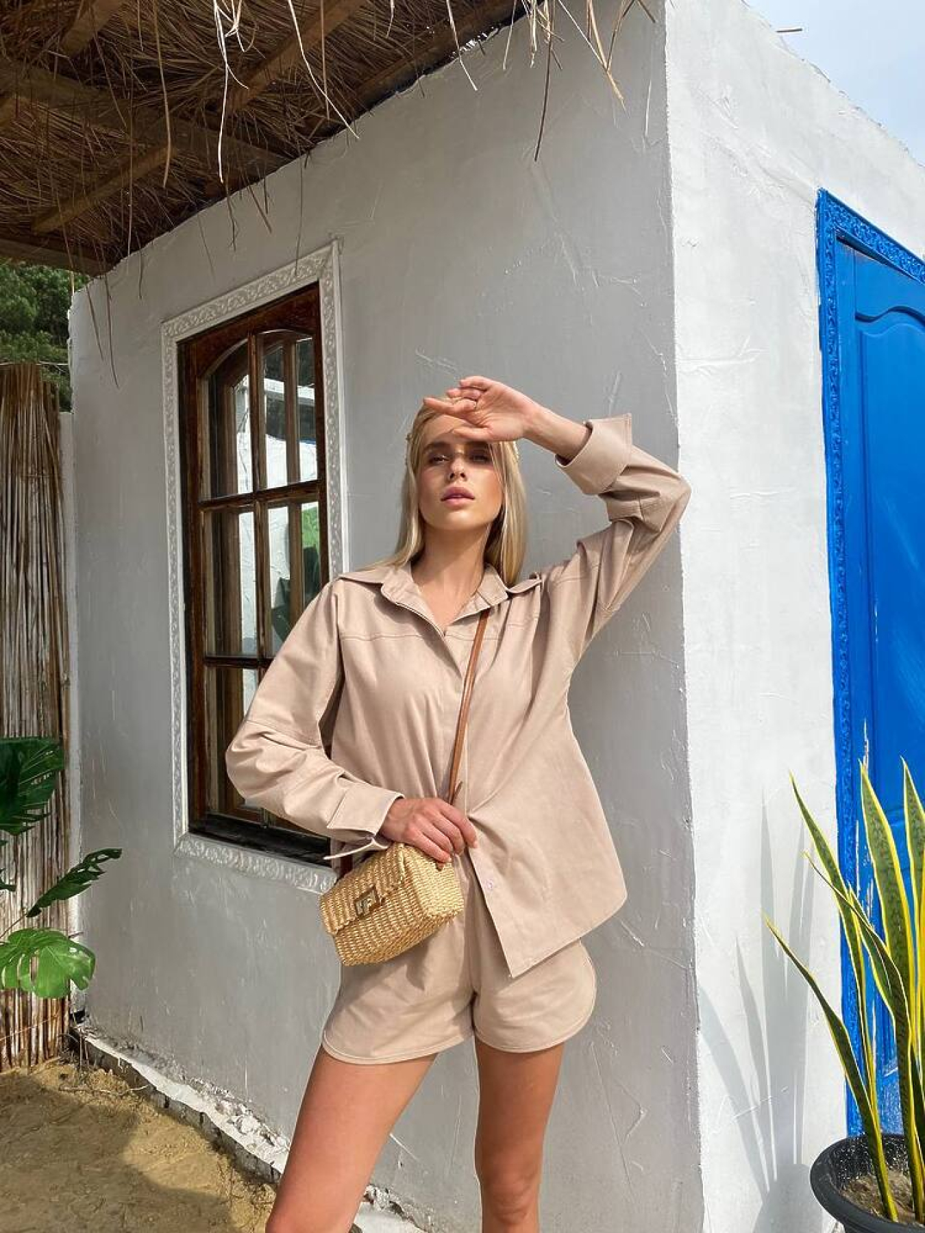 Жіночий літній костюм Пунтакана (сорочка + шорти), Бежевий Milirud (mil371) модель mil371-bezhevij Жіночий літній костюм Пунтакана (сорочка + шорти), Бежевий Milirud (mil371) модель mil371-bezhevij Фото