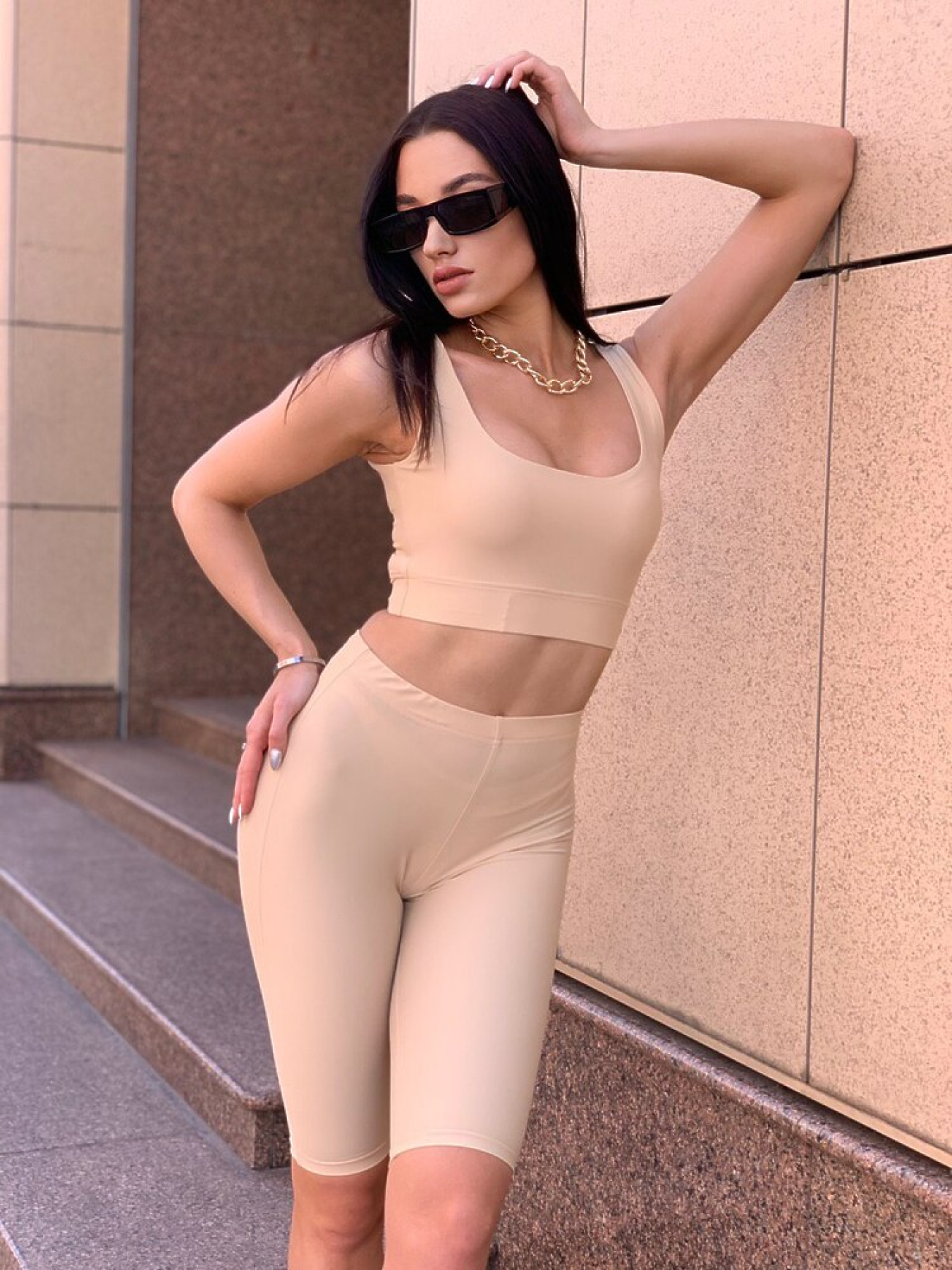 Жіночий костюм Glam (топ + велосипедки), Бежевий Milirud (mil377) модель mil377-bezhevij Жіночий костюм Glam (топ + велосипедки), Бежевий Milirud (mil377) модель mil377-bezhevij Фото