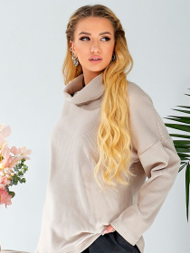 Жіноча тепла туніка з трикотажу в рубчик, Бежевий LadyLike (ll187080189) модель ll187080189-bezhevij Фото