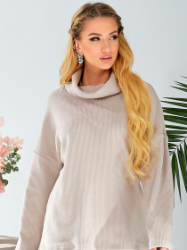 Жіноча тепла туніка з трикотажу в рубчик, Бежевий LadyLike (ll187080189) модель ll187080189-bezhevij Фото
